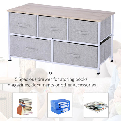 Linen Drawer Cabinet, 5 Removable Drawers, Metal Frame, Adjustable Feet, Grey Storage Cabinets at Gallery Canada