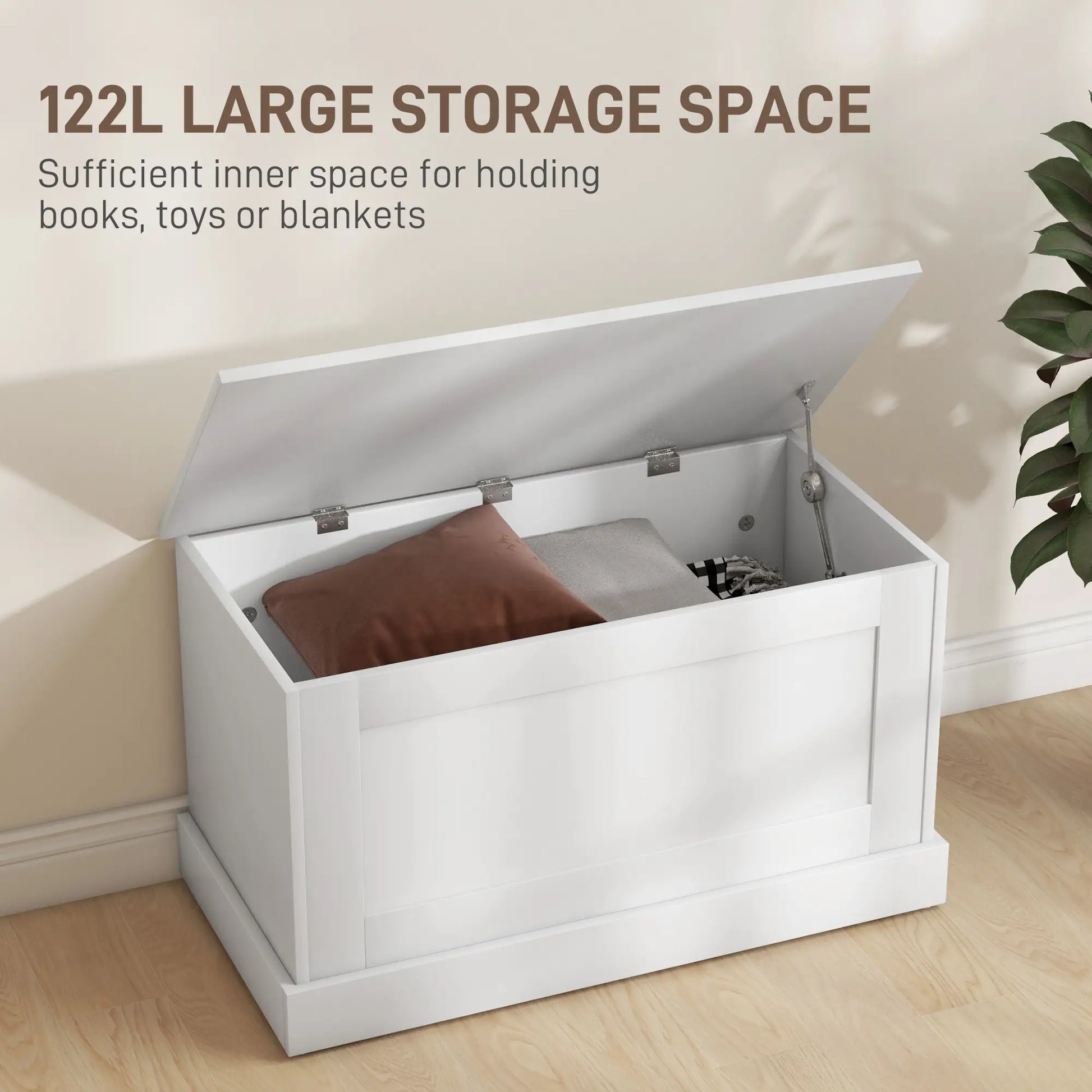 31.5 Inches Storage Chest, Wooden Box, Wood Grain, White Storage Cabinets at Gallery Canada
