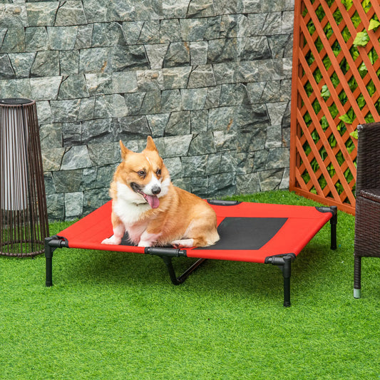 Elevated Dog Bed, Raised Cot for XL Dogs, 36" x 30" x 7", Red Elevated Dog Beds Red and Black at Gallery Canada