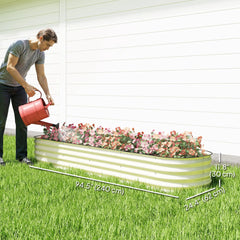 7.9 x 2 x 1ft Galvanized Raised Garden Bed Kit, Metal Planter Box, Cream White