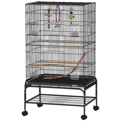 43" Bird Cage With Rolling Stand, Toys, For Budgies Canaries, Black Bird Cages Black at Gallery Canada
