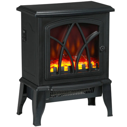 Electric Fireplace Heater, Freestanding Stove, Realistic Flame, Overheat Protection, 750W/1500W, Black Electric Fireplaces at Gallery Canada