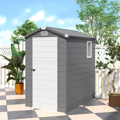 4.5' x 6' Plastic Storage Shed, Latch Door, Vents, Light Grey Sheds at Gallery Canada