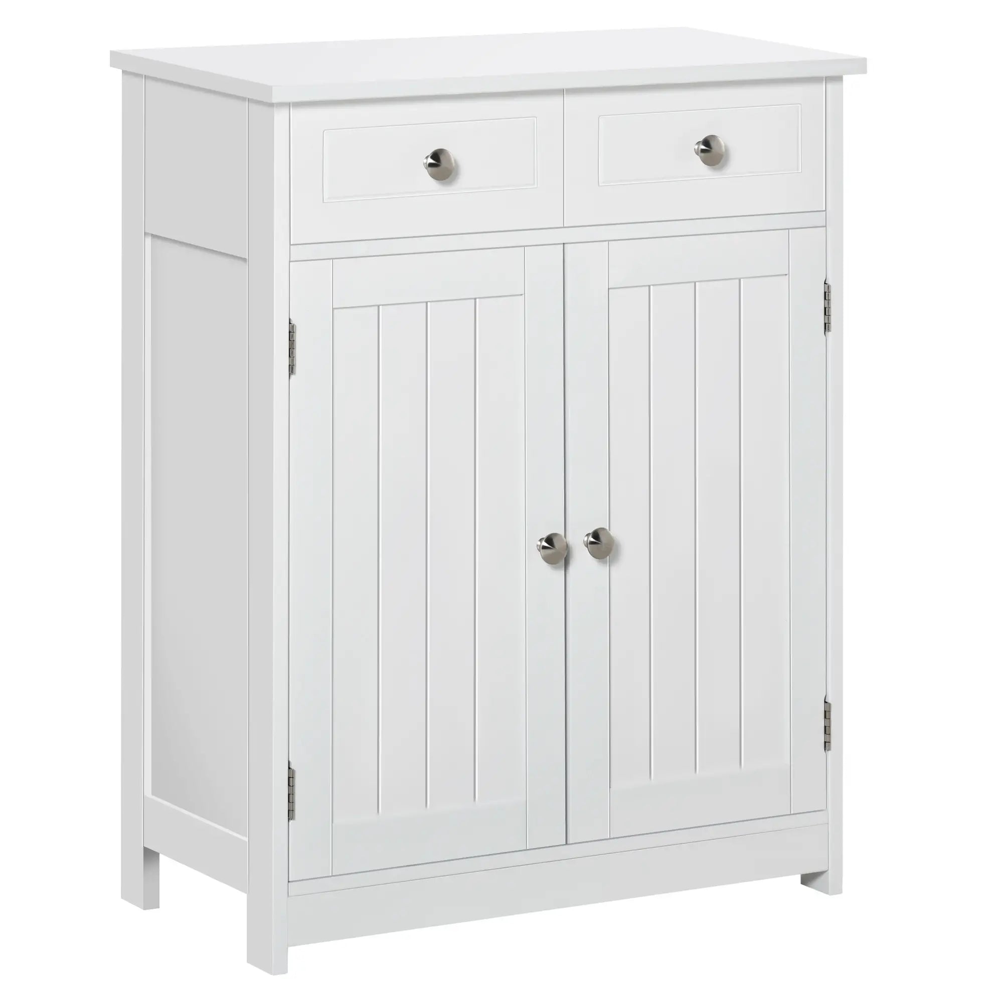 Freestanding Bathroom Cabinet, 2 Door, 2 Drawers, Adjustable Shelf, White Bathroom Cabinets White at Gallery Canada