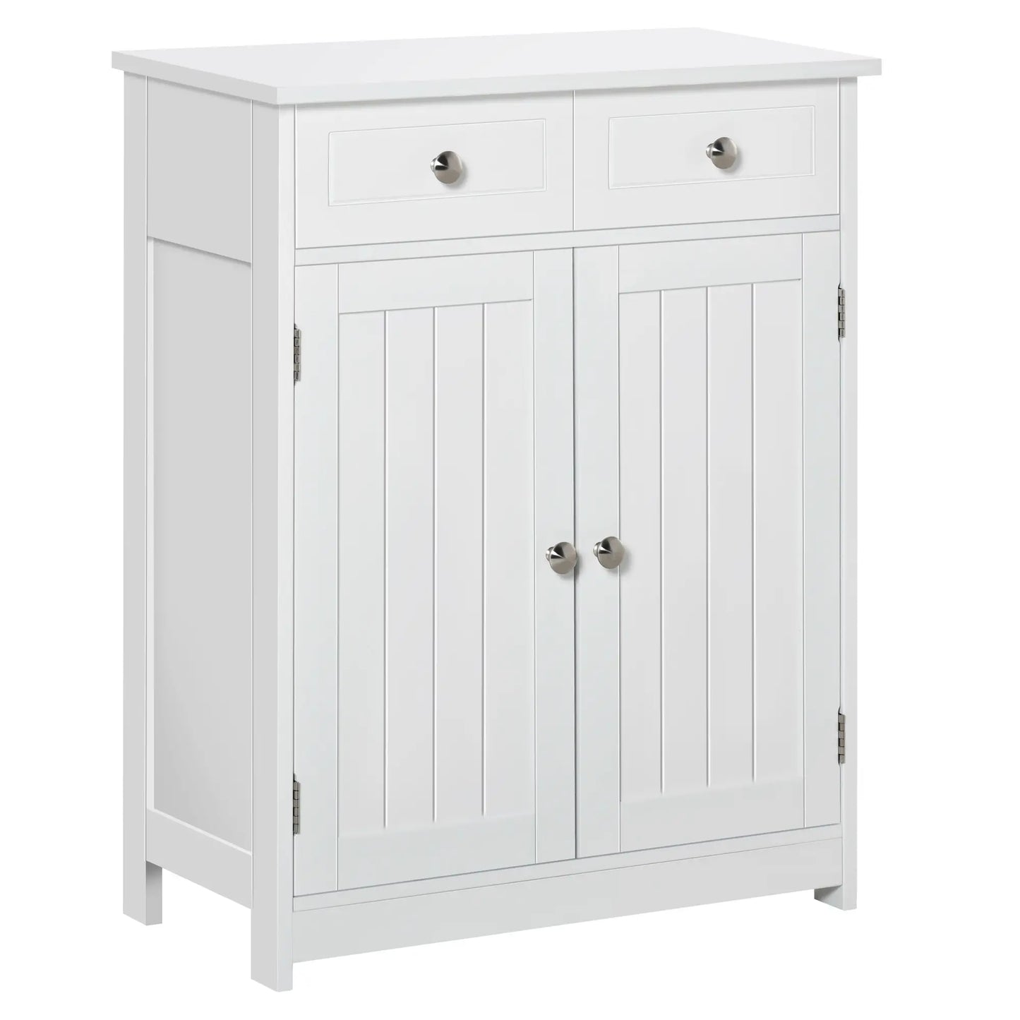 Freestanding Bathroom Cabinet, 2 Door, 2 Drawers, Adjustable Shelf, White Bathroom Cabinets White at Gallery Canada