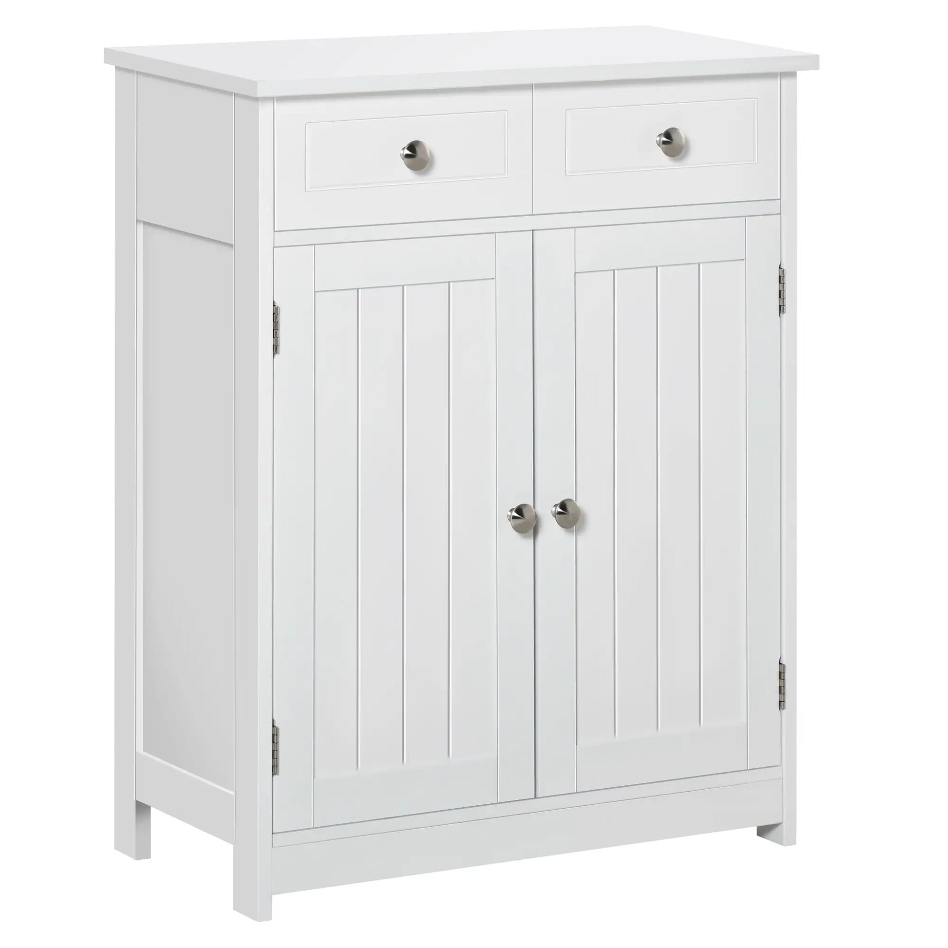 Freestanding Bathroom Cabinet, 2 Door, 2 Drawers, Adjustable Shelf, White Bathroom Cabinets White at Gallery Canada