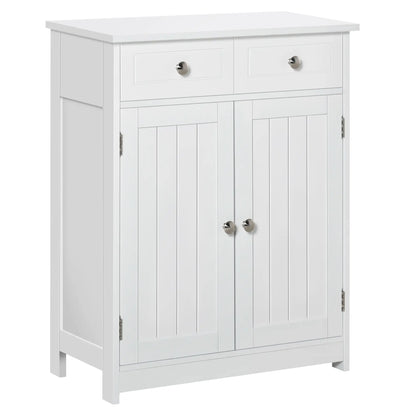 Freestanding Bathroom Cabinet, 2 Door, 2 Drawers, Adjustable Shelf, White Bathroom Cabinets White at Gallery Canada