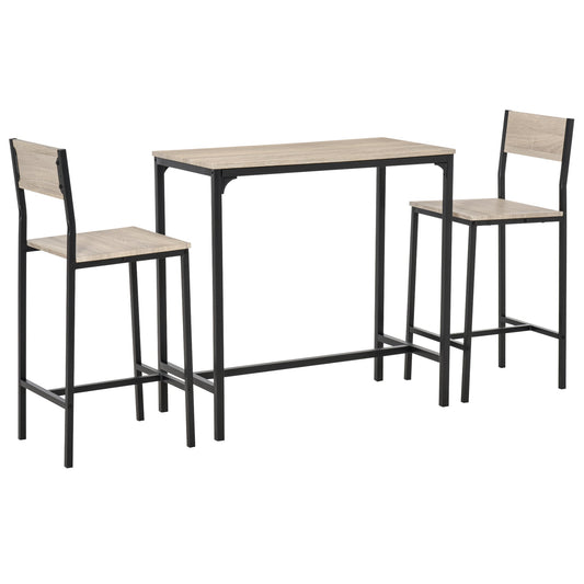 Industrial Bar Table Set Counter Height 3 Piece and 2 High Back Stools Set for Small Space in the Dining Room - Gallery Canada