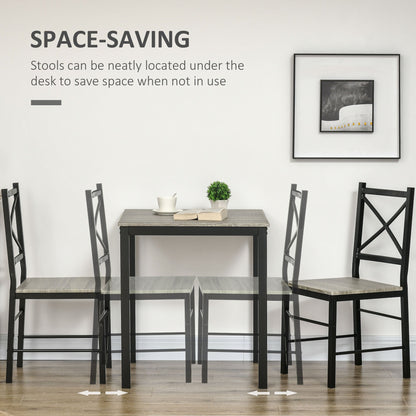 Industrial Dining Table Set of 3, Square Kitchen Table with 2 Chairs Steel Frame Footrest for Small Space, Grey at Gallery Canada