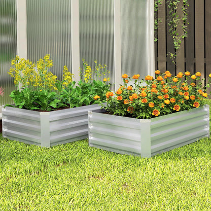 Galvanized Raised Garden Beds, Set of 2, Planter Box, Grey Galvanized Planter Boxes at Gallery Canada