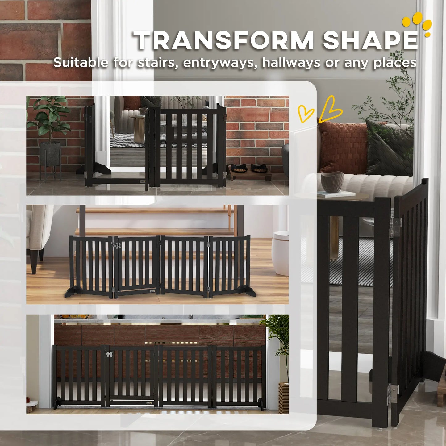 Foldable Dog Gate With Door, 4 Panels Freestanding, Black Houses, Kennels & Pens at Gallery Canada