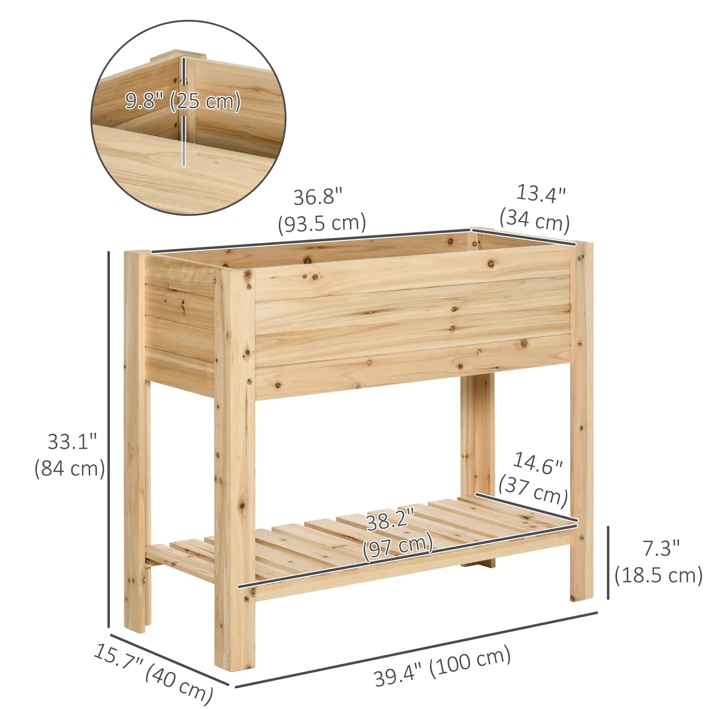 Raised Garden Bed With Legs, Elevated Planter With Shelf, Natural Wood Raised Garden Beds at Gallery Canada
