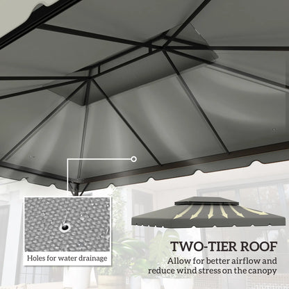 13' x 10' Gazebo Replacement Canopy, Double Vented Roof, Grey Gazebo Canopy Replacement at Gallery Canada