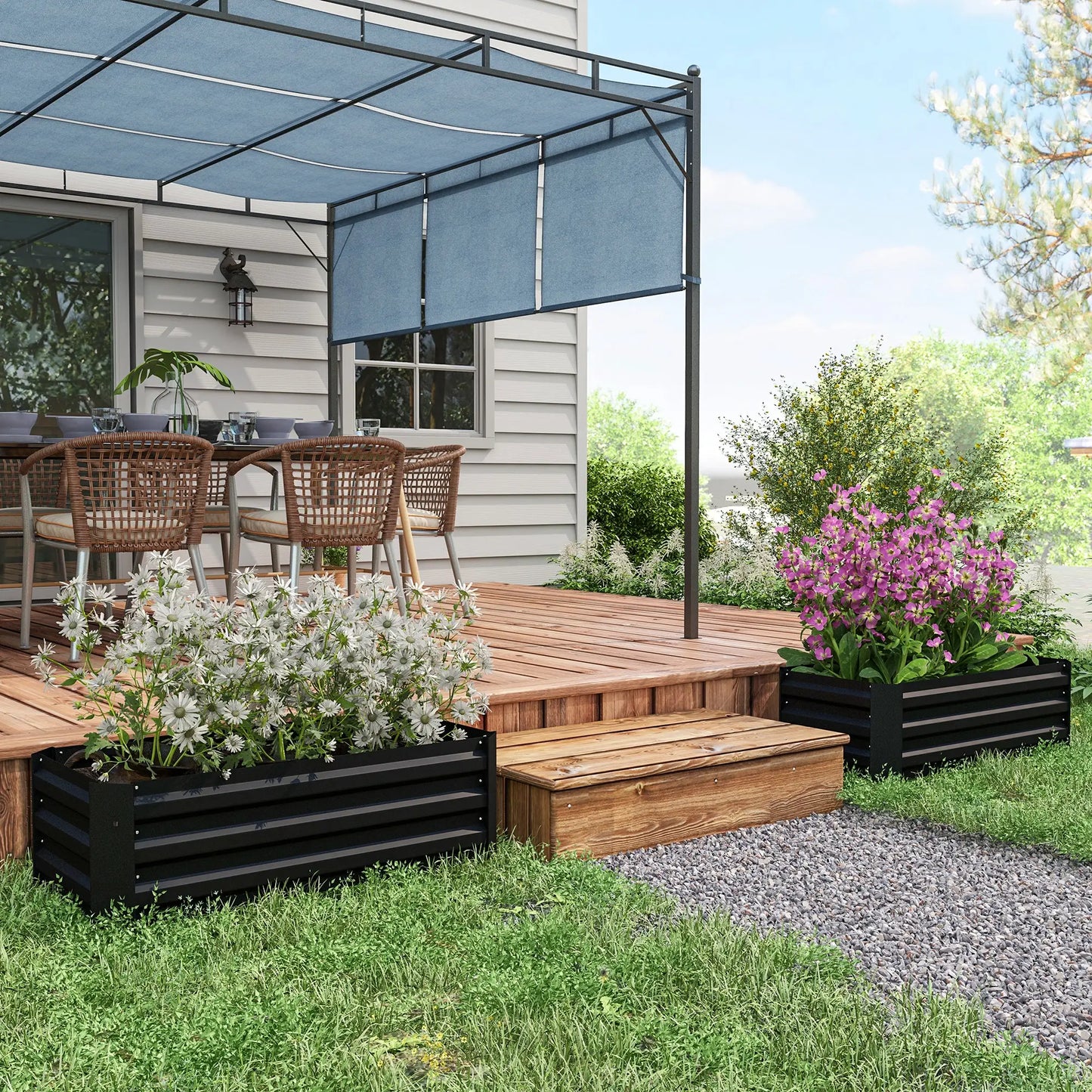 Steel Raised Garden Bed, Elevated Planter Box, 39"x20"x12", Black Galvanized Planter Boxes at Gallery Canada