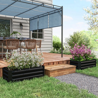 Steel Raised Garden Bed, Elevated Planter Box, 39"x20"x12", Black Galvanized Planter Boxes at Gallery Canada