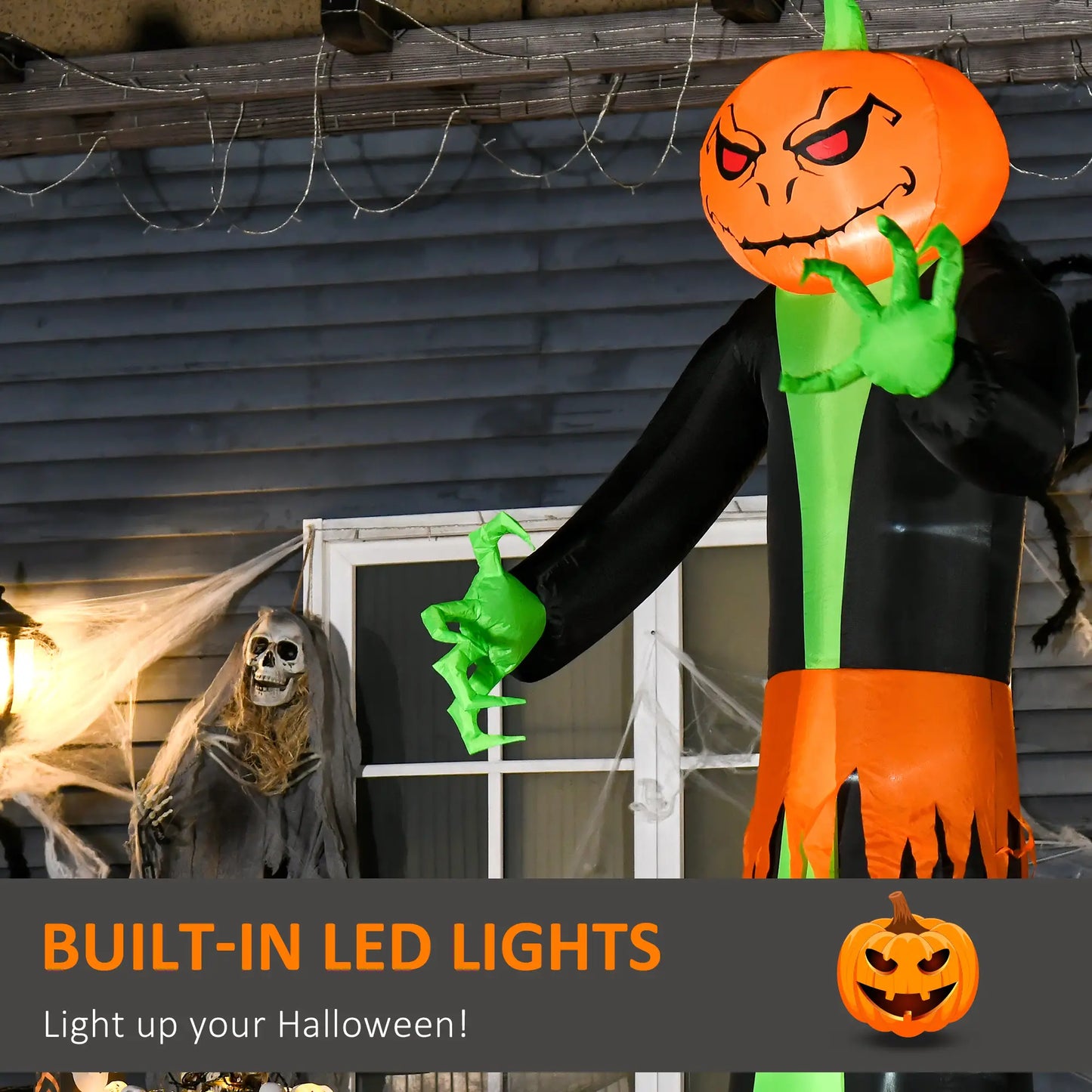 9ft Inflatable Halloween Pumpkin Head Ghost, LED Outdoor Decor Halloween Decorations at Gallery Canada