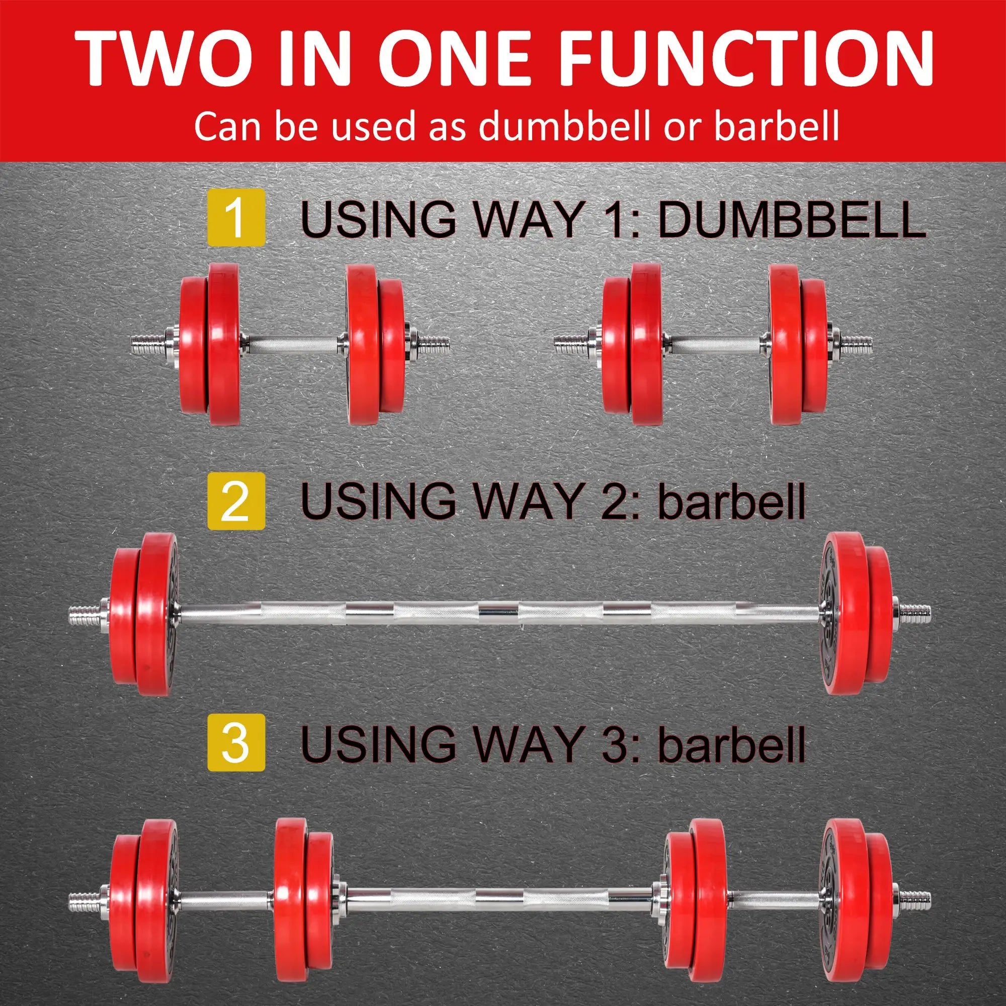 44lbs 2-In-1 Dumbbell, Barbell Adjustable Set, Strength Exercise Dumbbells & Barbells at Gallery Canada