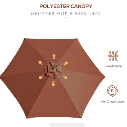 8.5FT Round Garden Parasol, 6 Ribs, Tilt Canopy, Crank Handle, Coffee Sun Umbrellas at Gallery Canada