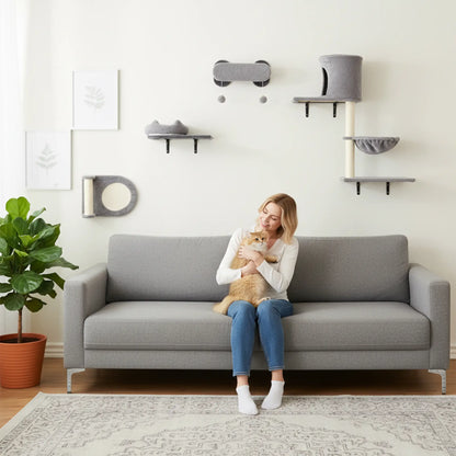 4Pcs Cat Wall Shelves with Scratching Post, Pad, Hammock, Bed Cat Climbing Wall at Gallery Canada