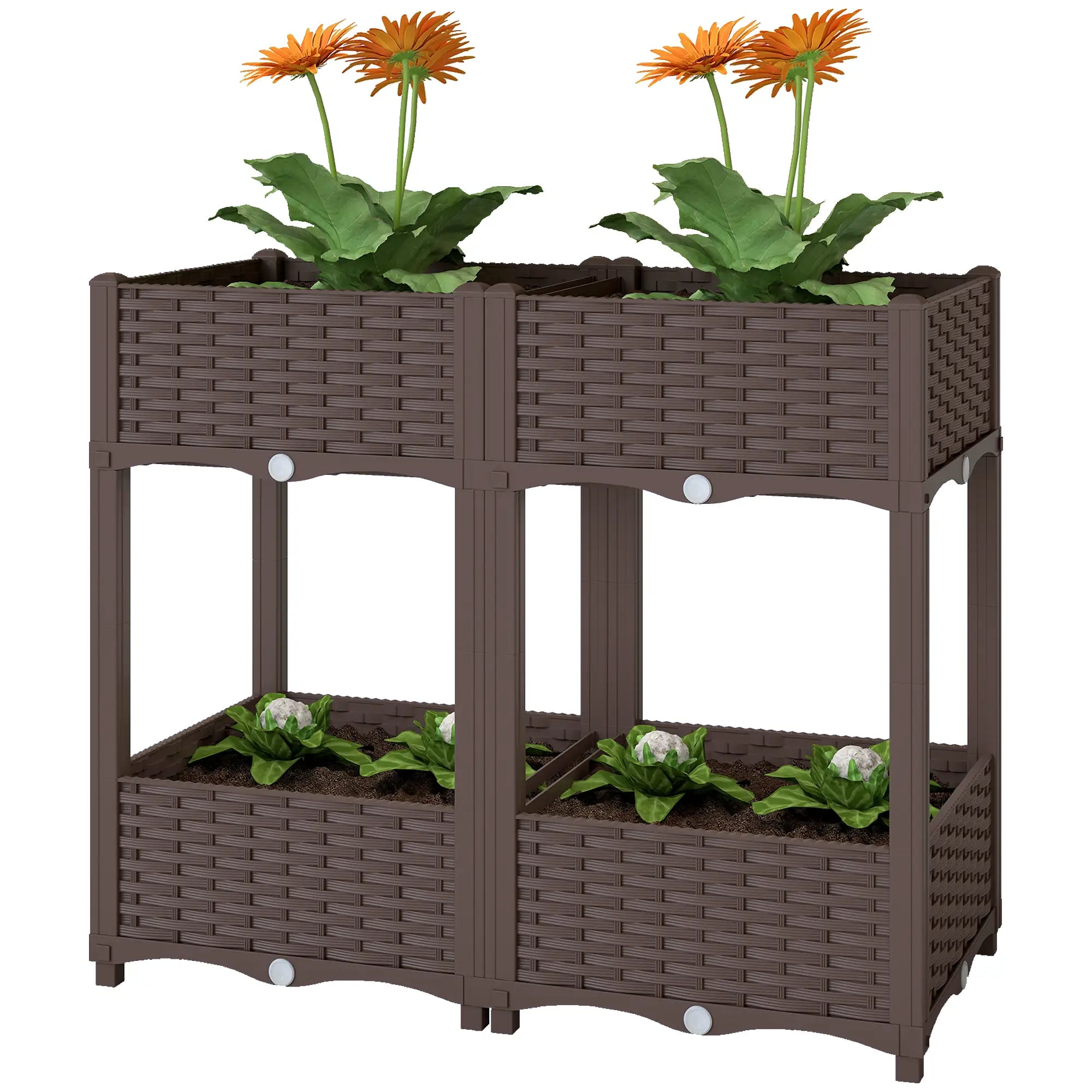 Plastic Raised Garden Bed With Legs, Self Watering Planter Boxes Elevated Garden Beds Brown at Gallery Canada