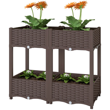 Plastic Raised Garden Bed With Legs, Self Watering Planter Boxes Elevated Garden Beds Brown at Gallery Canada