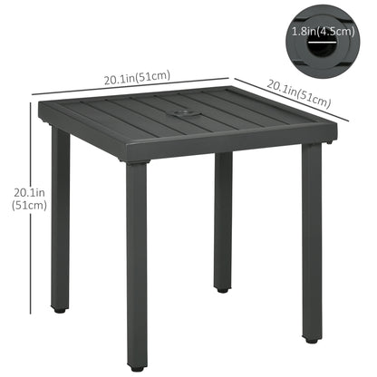Outdoor Side Table, Patio End Table with Umbrella Hole, Steel Frame, Gray Patio Side Tables at Gallery Canada