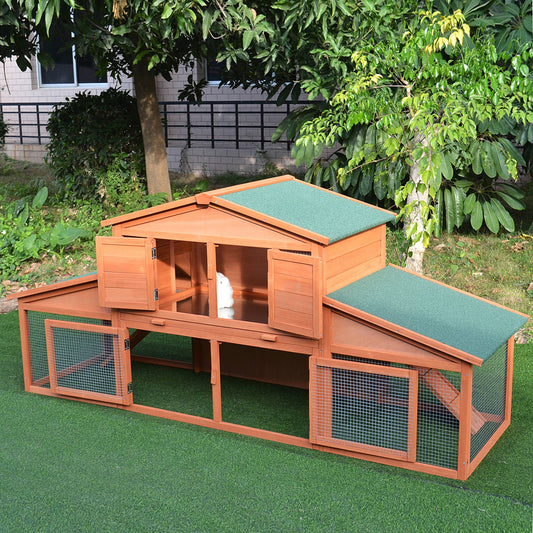 Deluxe Large Rabbit Hutch Small Animal House Portable Large Outdoor with Run Box - Gallery Canada