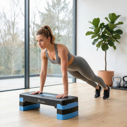 Aerobic Exercise Step Platform, 4"/6"/8" Adjustable Aerobic Stepper with Risers, Workout Stepper for Home Gym, Blue Aerobic Equipment at Gallery Canada