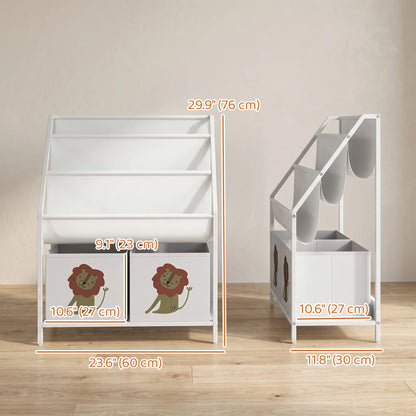 3-Tier Sling Bookshelf With Toy Storage, Montessori Organizer