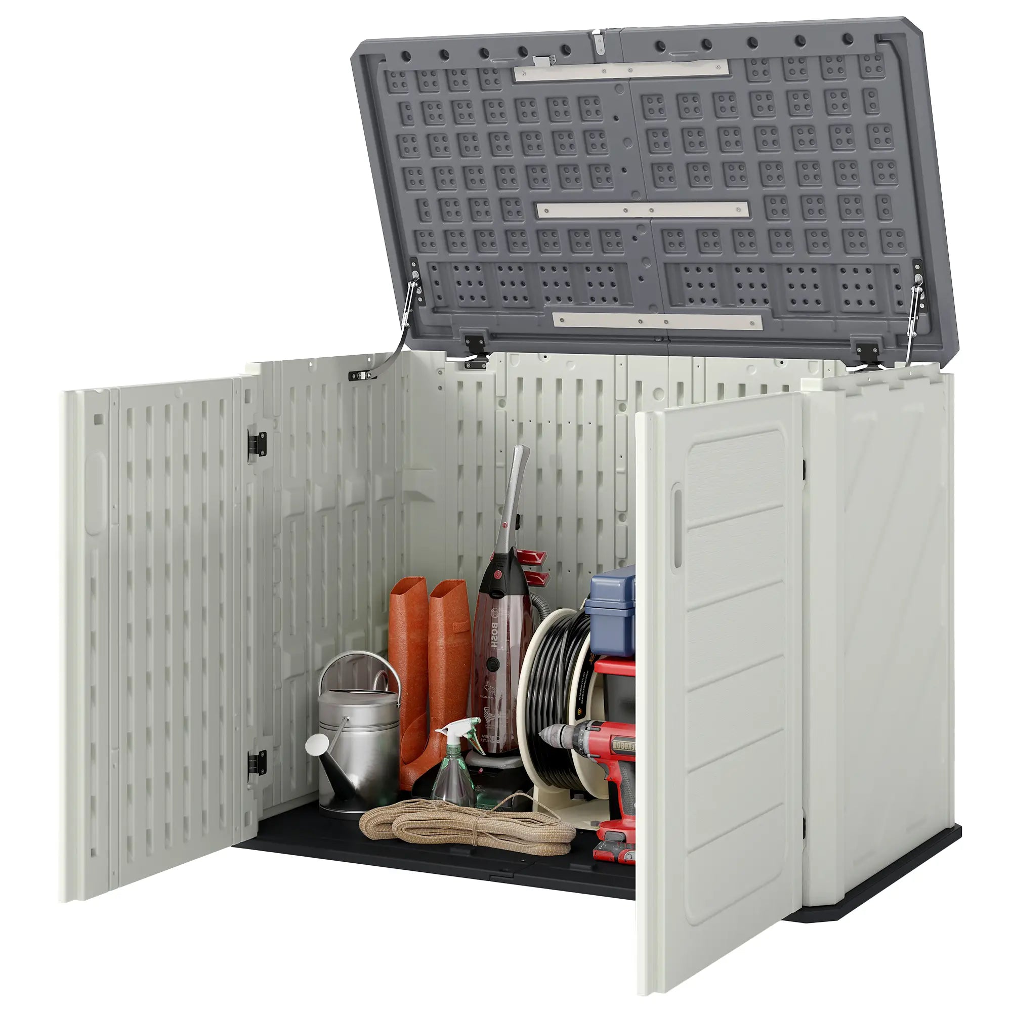 35 Cu.Ft Outdoor Storage Cabinet, Waterproof HDPE Shed With Lockable Doors Outdoor Storage Cabinet White, Grey at Gallery Canada