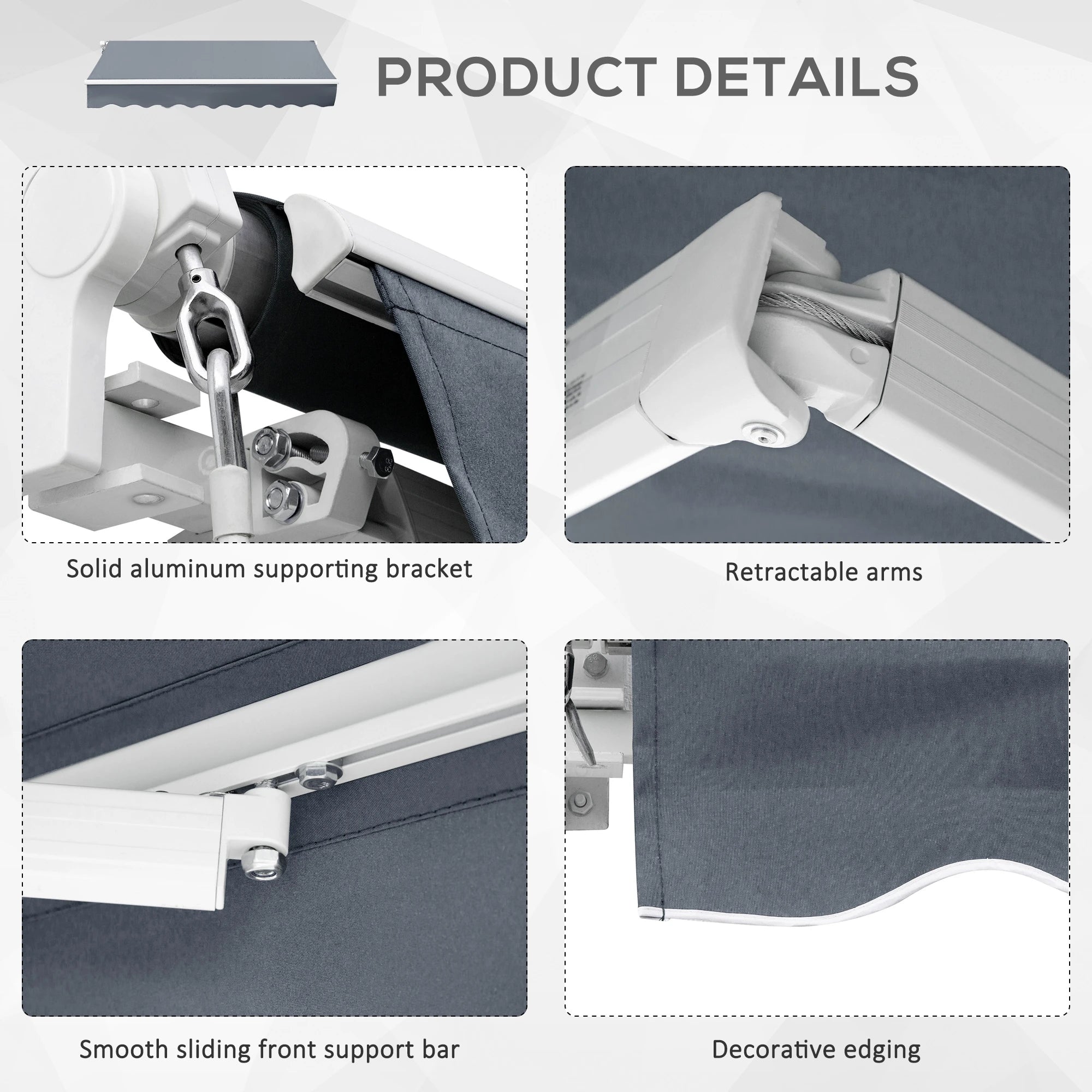 10' x 8' Retractable Awning, Sunshade Canopy for Patio, Dark Grey Patio Awnings at Gallery Canada