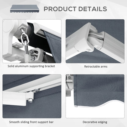 10' x 8' Retractable Awning, Sunshade Canopy for Patio, Dark Grey Patio Awnings at Gallery Canada