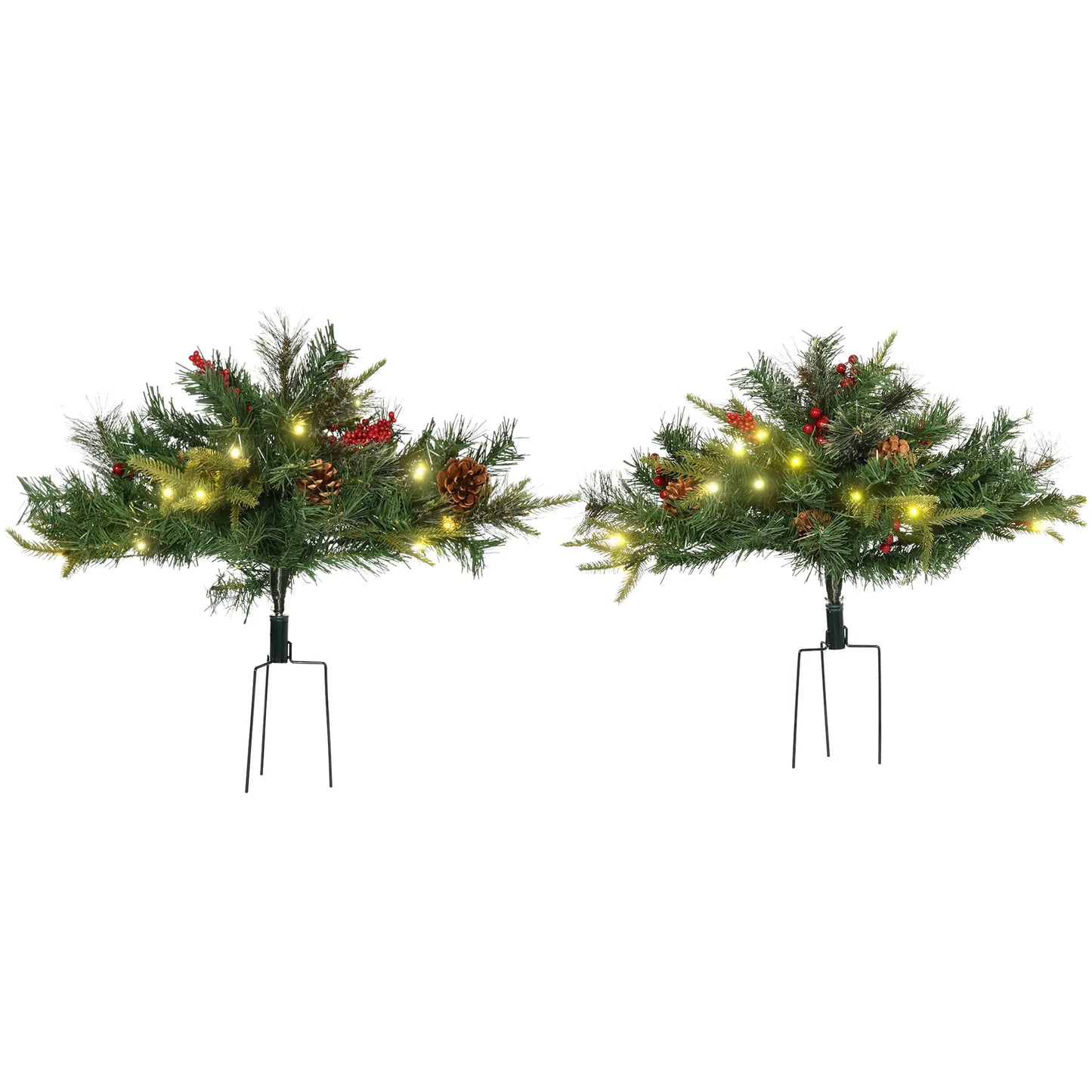 1.5 Foot Prelit Artificial Christmas Tree, 16 Inch, Warm White LED, Red Berries, Pine Cones, Green Pre Lit Christmas Trees Green at Gallery Canada