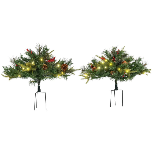 1.5 Foot Prelit Artificial Christmas Tree, 16 Inch, Warm White LED, Red Berries, Pine Cones, Green Pre Lit Christmas Trees Green at Gallery Canada