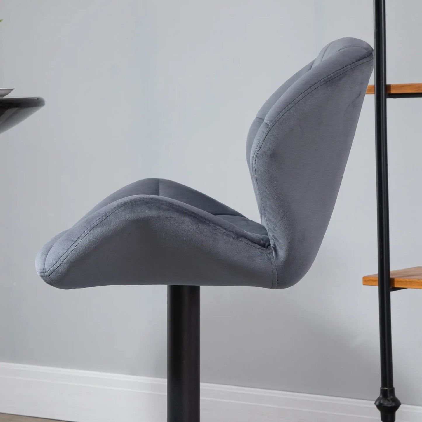 Adjustable Height Fabric Bar Stool Set of 2, Swivel Seat, Grey Bar Stools at Gallery Canada