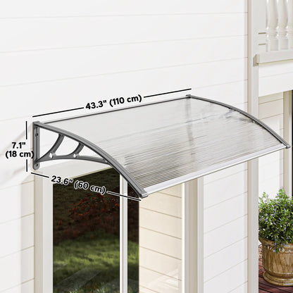 Window Awning Door Canopy, Polycarbonate Patio Cover, 43.3" x 23.6", Clear Door Awnings at Gallery Canada