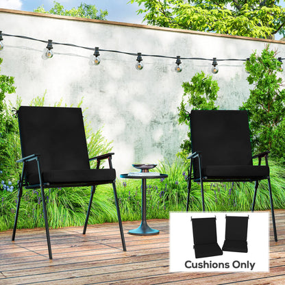 Outdoor Cushions Set of 2, Dining Chair Seat Cushions with Back, Fade-Resistant, Black Patio Chair Cushions at Gallery Canada