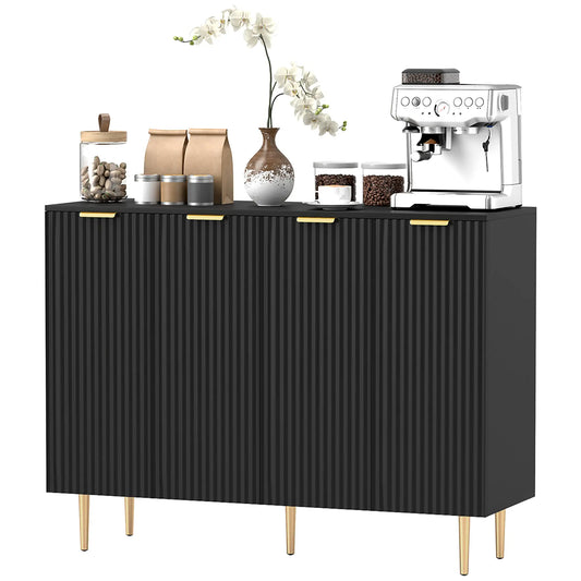 Modern Kitchen Cabinet, Sideboard with Adjustable Shelves, Black