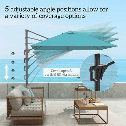 8'x8' Square Patio Hanging Offset Umbrella, Outdoor Cantilever Parasol, Blue Offset Cantilever Umbrellas at Gallery Canada