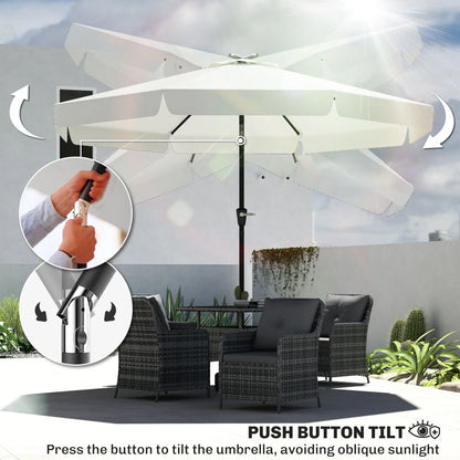 8.5 ft Round Patio Umbrella, Tilt and Crank, Cream White Sun Umbrellas at Gallery Canada