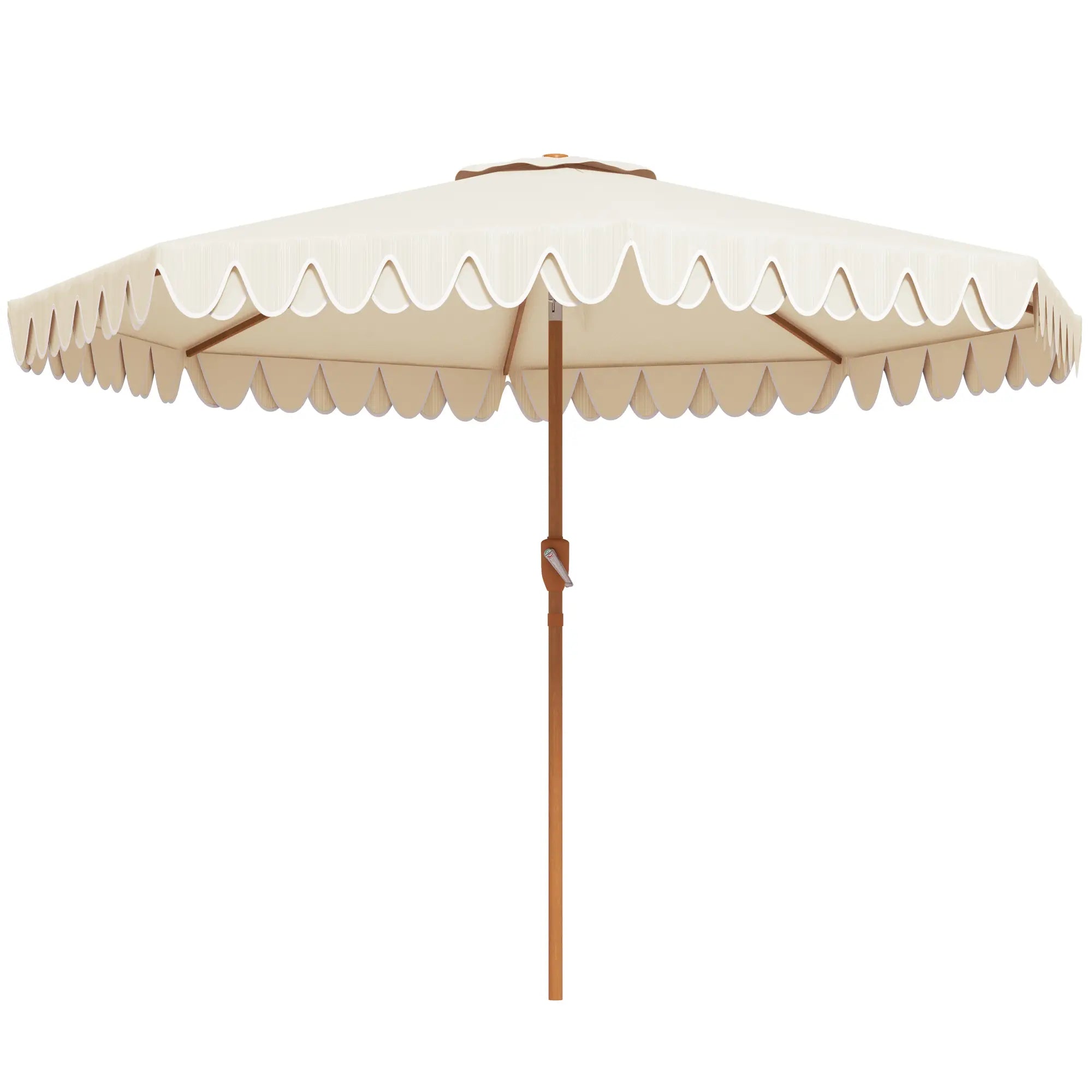 9 ft Outdoor Patio Umbrella, Push Button Tilt Crank, Cream White Sun Umbrellas Cream White, Natural Wood at Gallery Canada