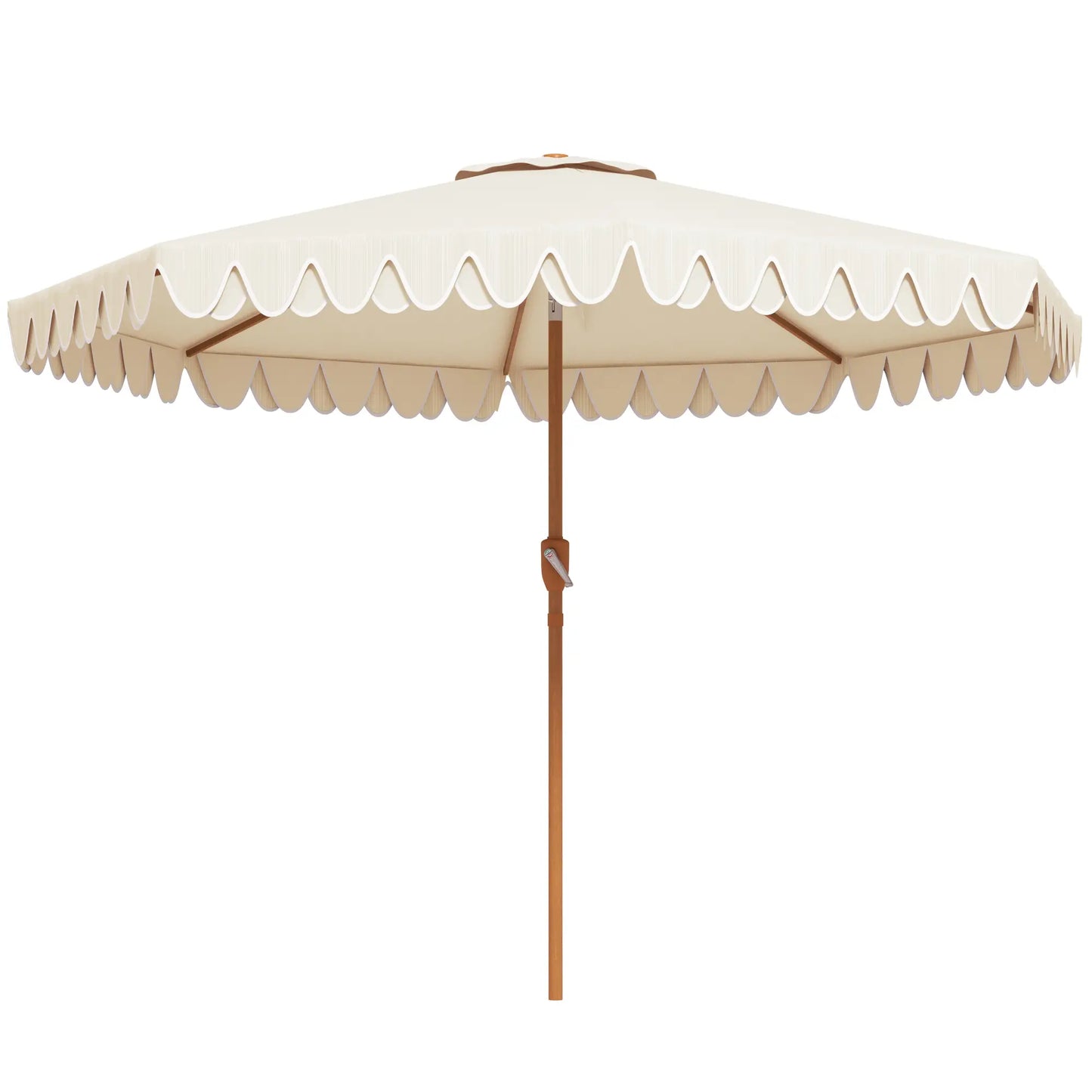 9 ft Outdoor Patio Umbrella, Push Button Tilt Crank, Cream White Sun Umbrellas Cream White, Natural Wood at Gallery Canada