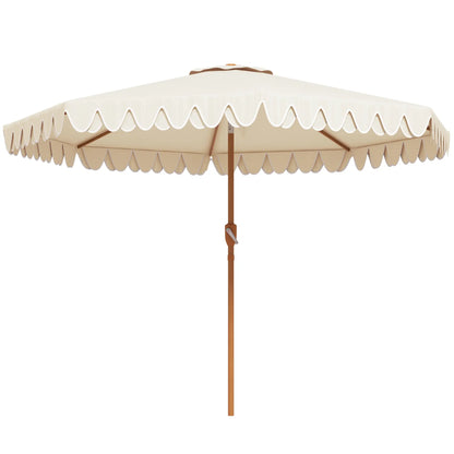 9 ft Outdoor Patio Umbrella, Push Button Tilt Crank, Cream White Sun Umbrellas Cream White, Natural Wood at Gallery Canada