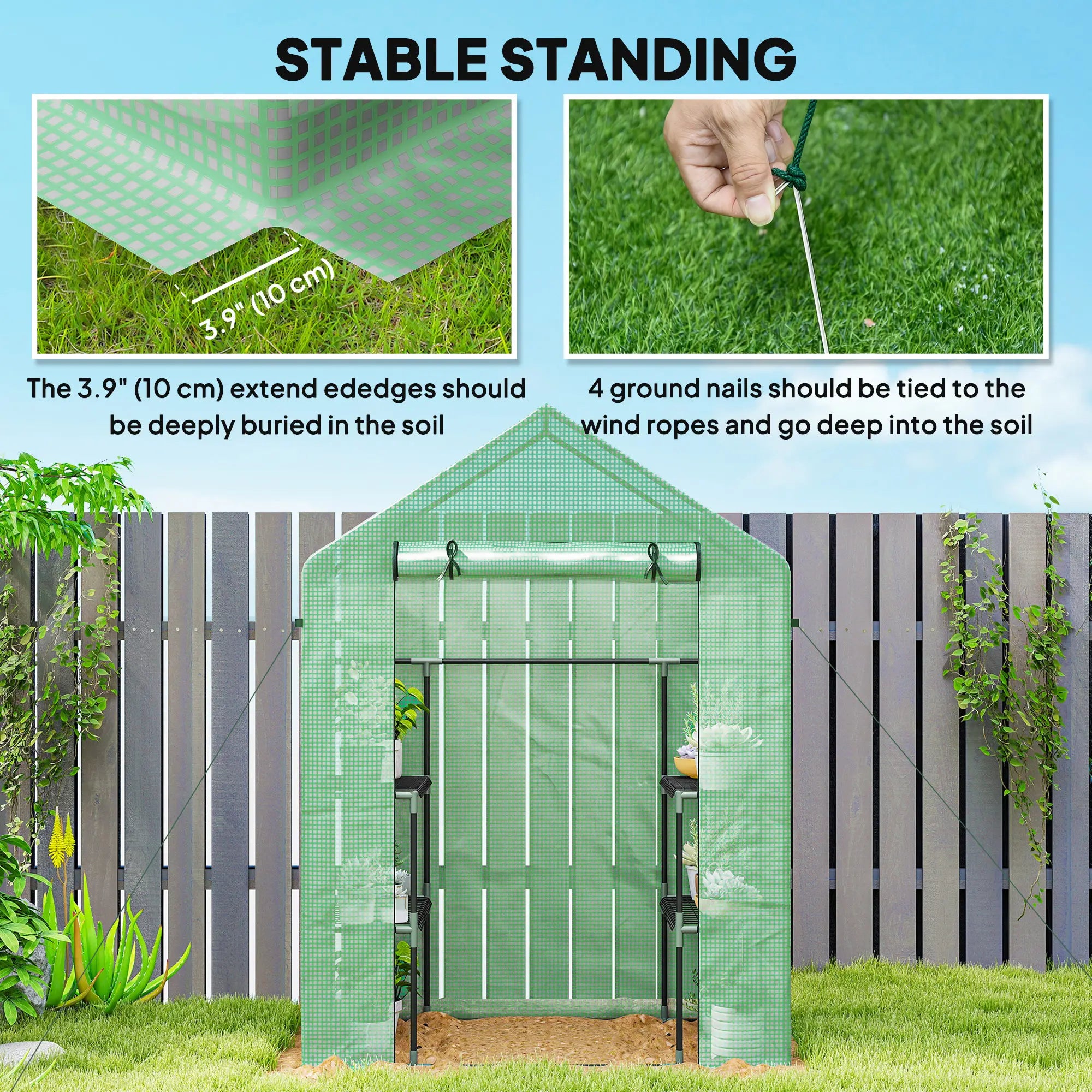 3-Tier Mini Greenhouse, 4 Shelves, Roll-Up Door, 56