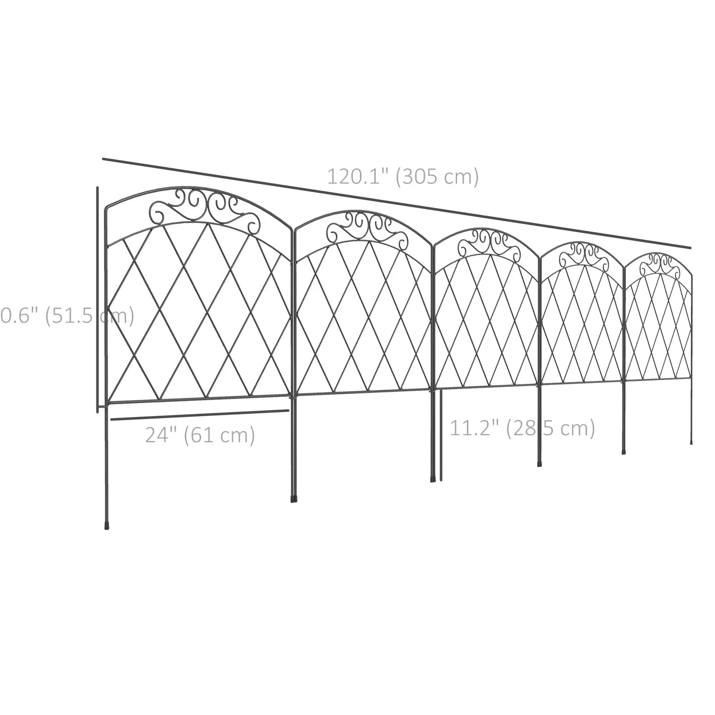 5 Pack Garden Fencing, Swirls Black, Decorative Animal Barrier, Black Garden Fences at Gallery Canada