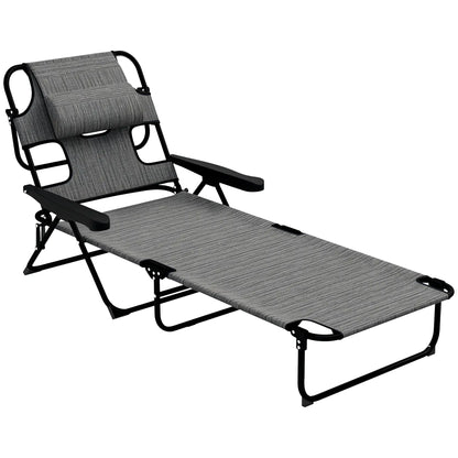Folding Lounge Chair, Reclining Back, Mixed Grey, Grey Lounger Chairs at Gallery Canada