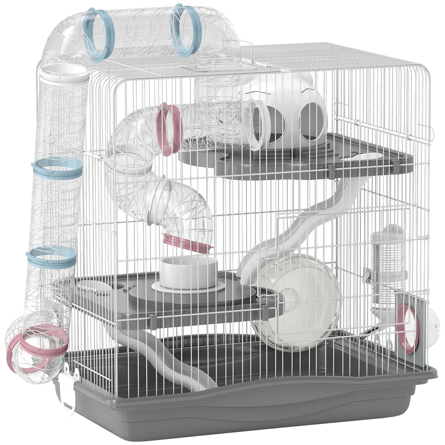 3-Tier Hamster Cage With Exercise Wheels, Grey Hamster Cages Grey at Gallery Canada