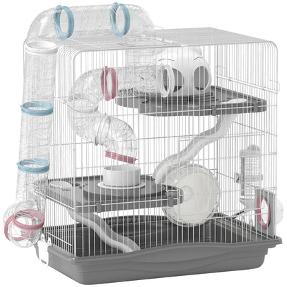 3-Tier Hamster Cage With Exercise Wheels, Grey Hamster Cages Grey at Gallery Canada