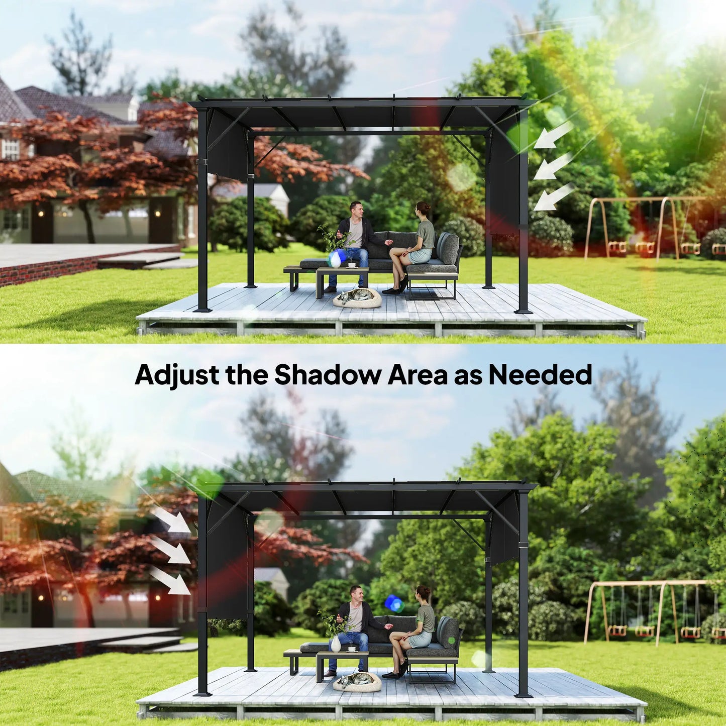 2 Pcs UV Protection Pergola Replacement Canopy, 10' x 10' Size, Black Gazebo Canopy Replacement at Gallery Canada