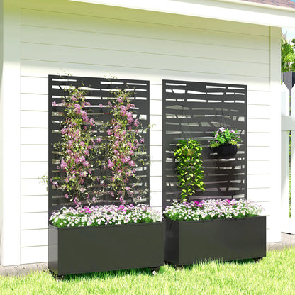 Metal Planter Box With Trellis, Raised Garden Bed With Privacy Screen